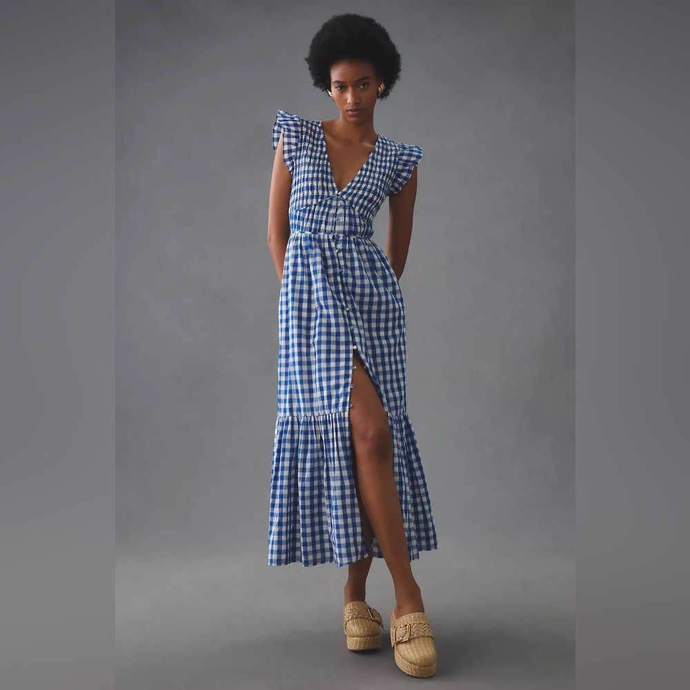 NWT Anthropologie Peregrine Gingham Midi Dress